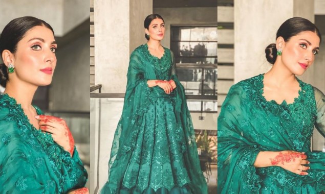 Ayeza Khan Embraces A Stunning Emerald Green Attire In Recent Post