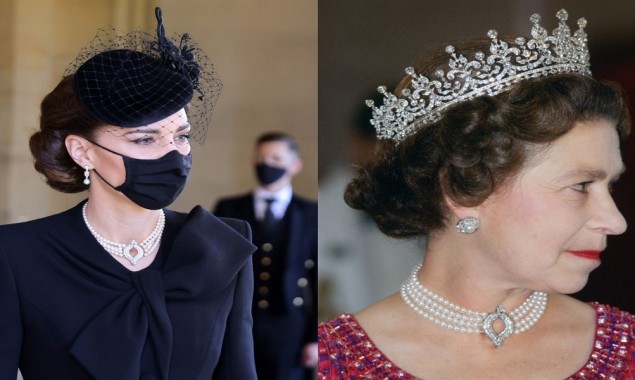 Kate Middleton Wore Queen’s Pearl Necklace to Prince Philip’s Funeral