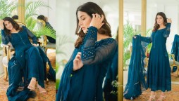 Areeba Habib Oozes Elegance, Glamour In This Stunning Tempo Teal Attire