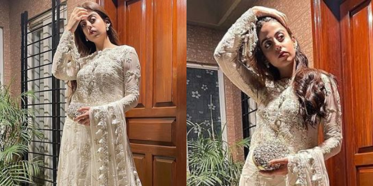 Yashma Gill Wears A Chic Ivory Dress For Jumma-Tul-Wida