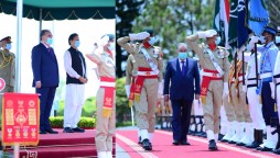 Tajik President Receives Guard Of Honour AT PM House In Islamabad