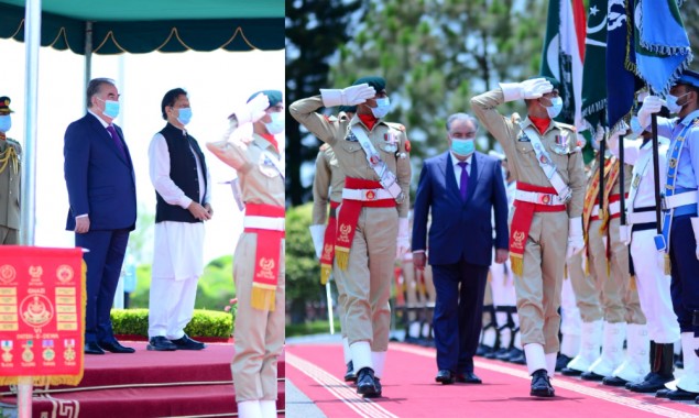 Tajik President Receives Guard Of Honour AT PM House In Islamabad