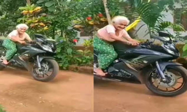 old woman riding