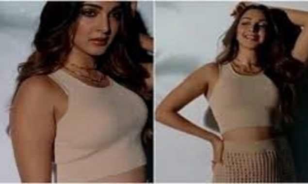 Kiara Advani flaunts in a nude crop top and bodycon skirt