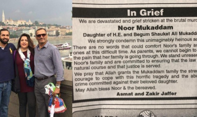 Noor Mukadam Murder: Parents of Jaffer Place A Public Notice In Newspaper