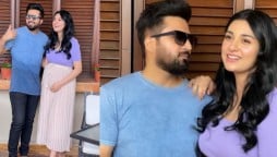 Sarah Khan’s pregnancy glow is unmissable as she poses with her Hubby