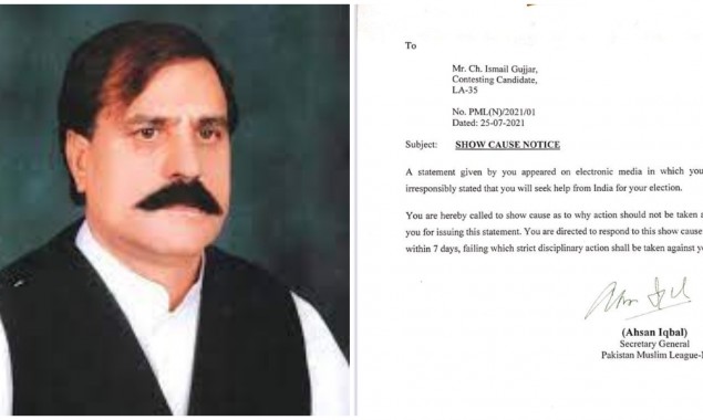 PML-N issues show-cause notice to Ismail Gujjar for seeking help from India