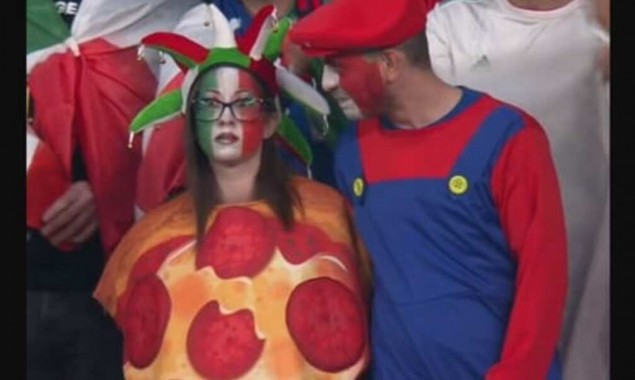 Euro 2020: Italian fans dress up as Mario and pizza to attend the final