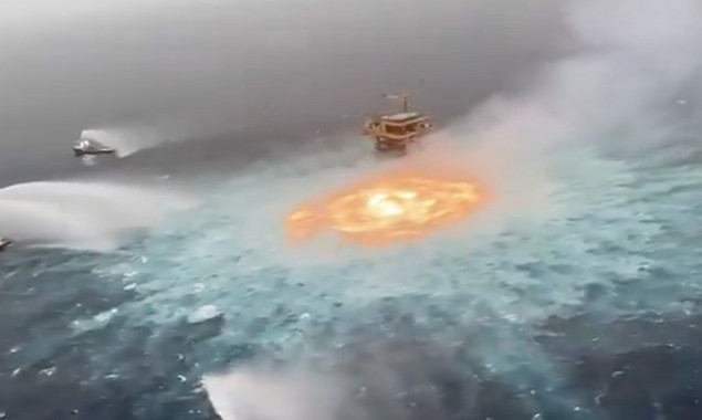 Gulf of Mexico Is on Fire near Pemex's offshore oil field