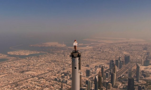 Emirates shoots a new commercial at the top of Burj Khalifa