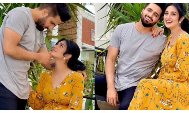 Sarah Khan glowing in her pregnancy for Falak’s new photos