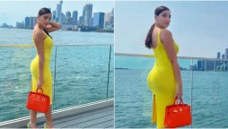Nora Fatehi looks sizzling in yellow bodycon dress, see photos