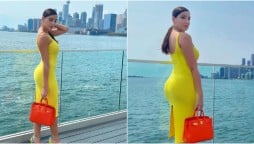 Nora Fatehi looks sizzling in yellow bodycon dress, see photos