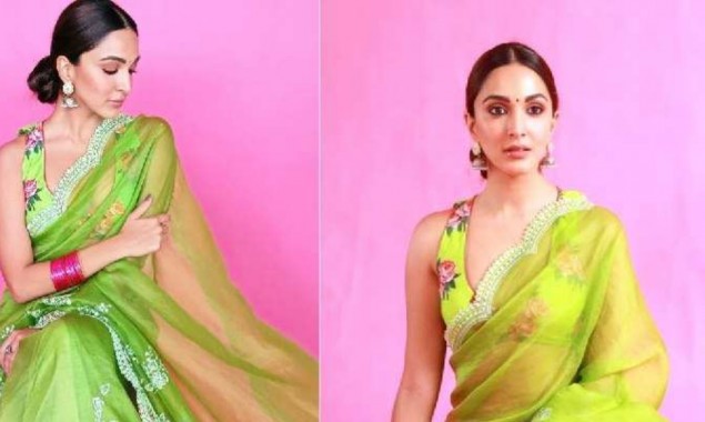 Kiara Advani looks alluring in green organza saree, see photos