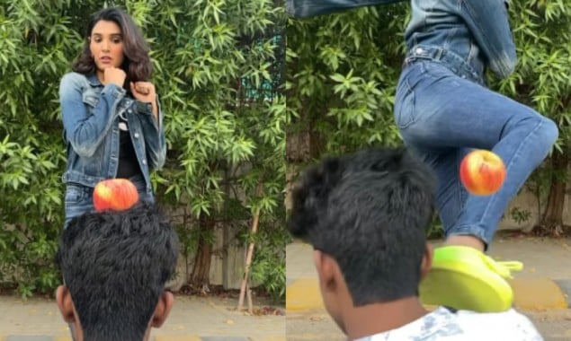 Actress Amna Ilyas kick-off challenge goes wrong, watch video