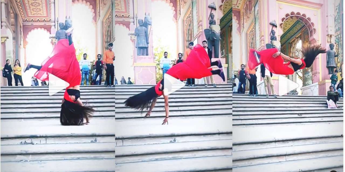 Girl performs amazing backflip