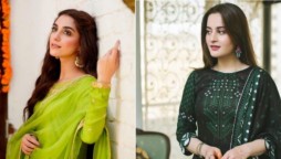 Aiman Khan & Maya Ali elegance looks in shades of green