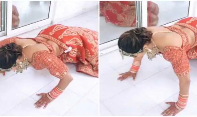 Bride does push-ups while wearing lehenga in a viral video