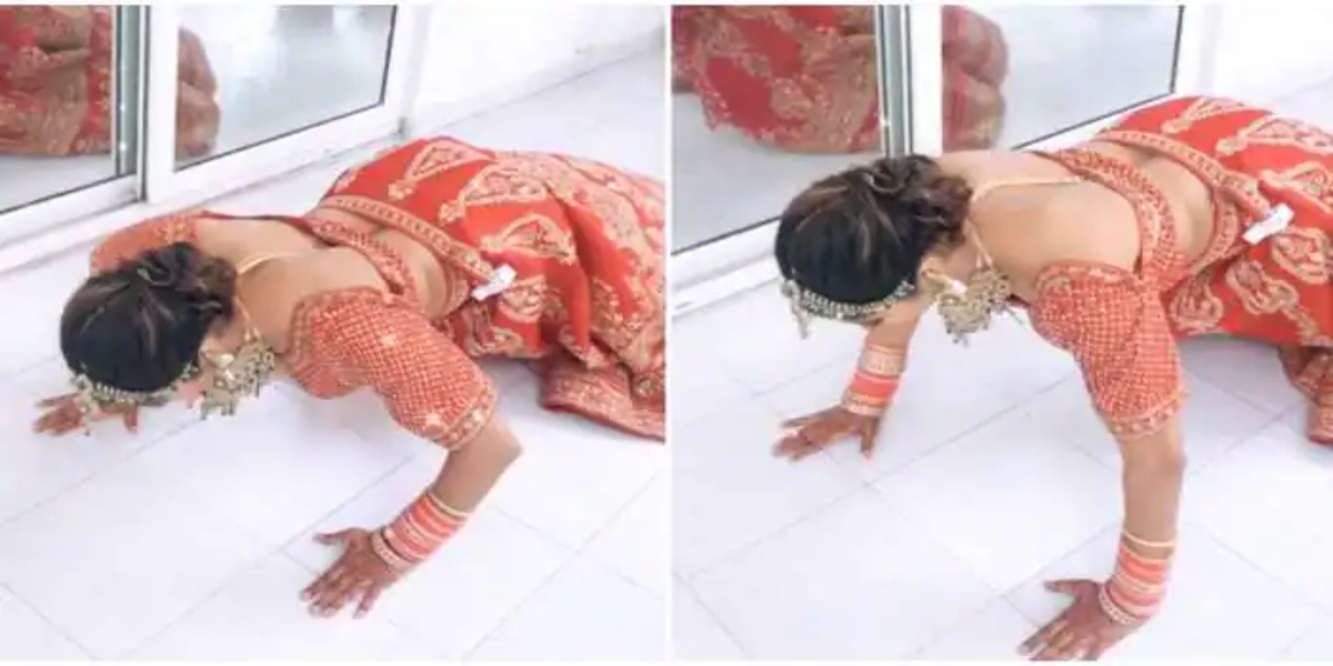 Women does push-ups