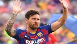 Lionel Messi scored twice to break Pele's record