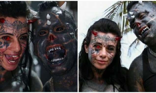 Brazilian couple turns themselves into demon and devil