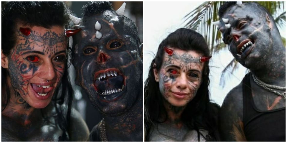 Brazilian couple turns themselves into demon and devil