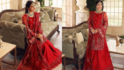 Latest viral pictures of Ayeza Khan in red formals