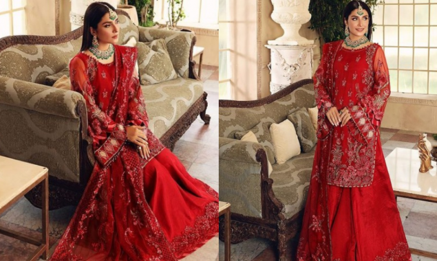 Latest viral pictures of Ayeza Khan in red formals