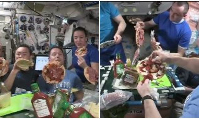 "Floating pizza party at space"--- Yes, you heard it right