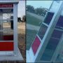 An old and dilapidated phone booth in the park was stolen