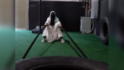 Video of a woman wearing abaya and niqab exercising on loaded machines goes viral