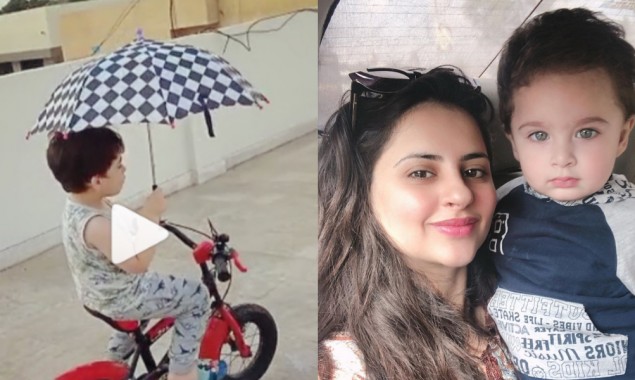 Watch: Actress Fatima Effendi’s cute little son enjoying Karachi rain