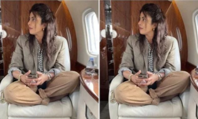 Priyanka Chopra sitting crossed legs in a private jet, see photos