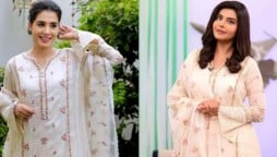 Nida Yasir and Mansha Pasha slays in the same white outfit