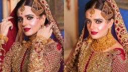 Sumbul Iqbal looks gorgeous in deep red Bridal attire, see photos