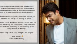 Sidharth Shukla’s family issues its first statement following his death