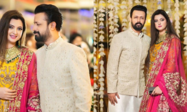 Adorable clicks of Atif Aslam with wife Sara Bharwana at a recent wedding