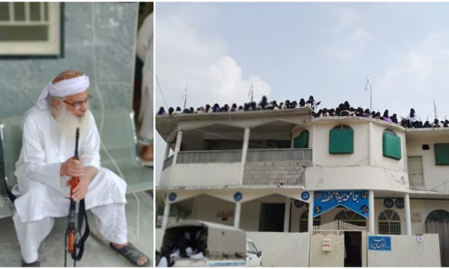 Islamabad Police reaches Jamia Hafsa to remove Taliban flag hoisted on rooftop