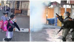 Israel's Barbarism at its peak, fire tear gas on Palestinian primary school students