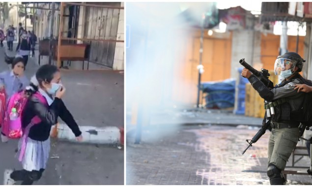 Israel’s barbarism at its peak, fires tear gas on Palestinian primary school students
