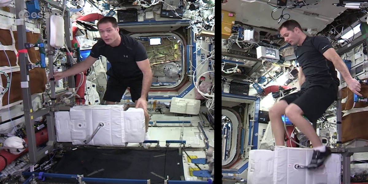Astronaut uploads workout video from International Space Station