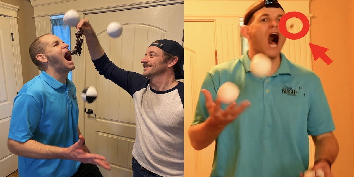 Guy from Idaho catches 35 grapes in his mouth while juggling