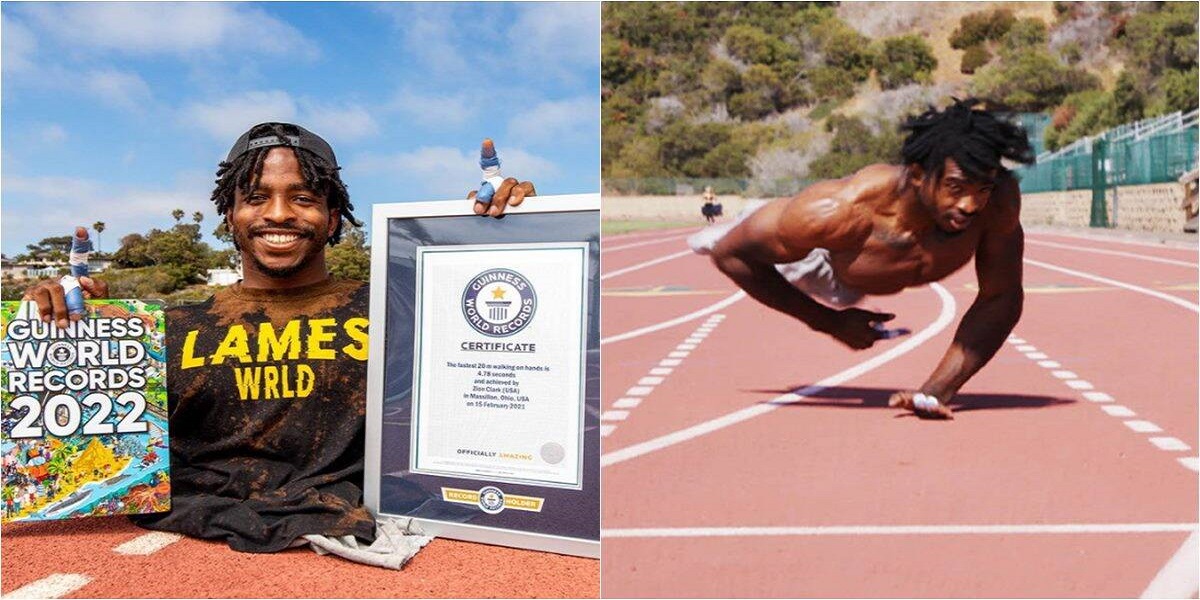 Disabled US athlete sets a world record on quickest 20m on hand