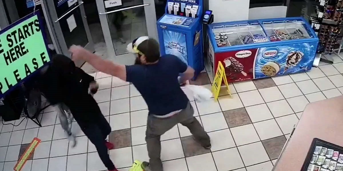 Watch: How marine expert disarms robber breaking into the gas station store