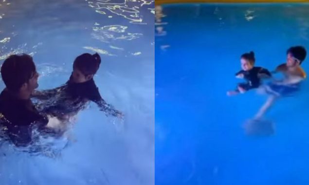 WATCH: Little Amal Muneeb seen flapping her feet in swimming pool