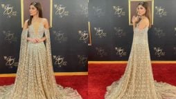 LSA 2021: Ayesha Omar oozes glam in shimmery gold outfit