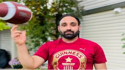 World record: A man spins a football for 21.66 seconds on his finger