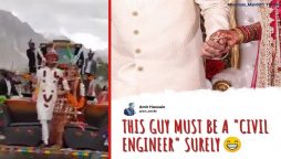 Viral video: Newlyweds ride an excavator in the village