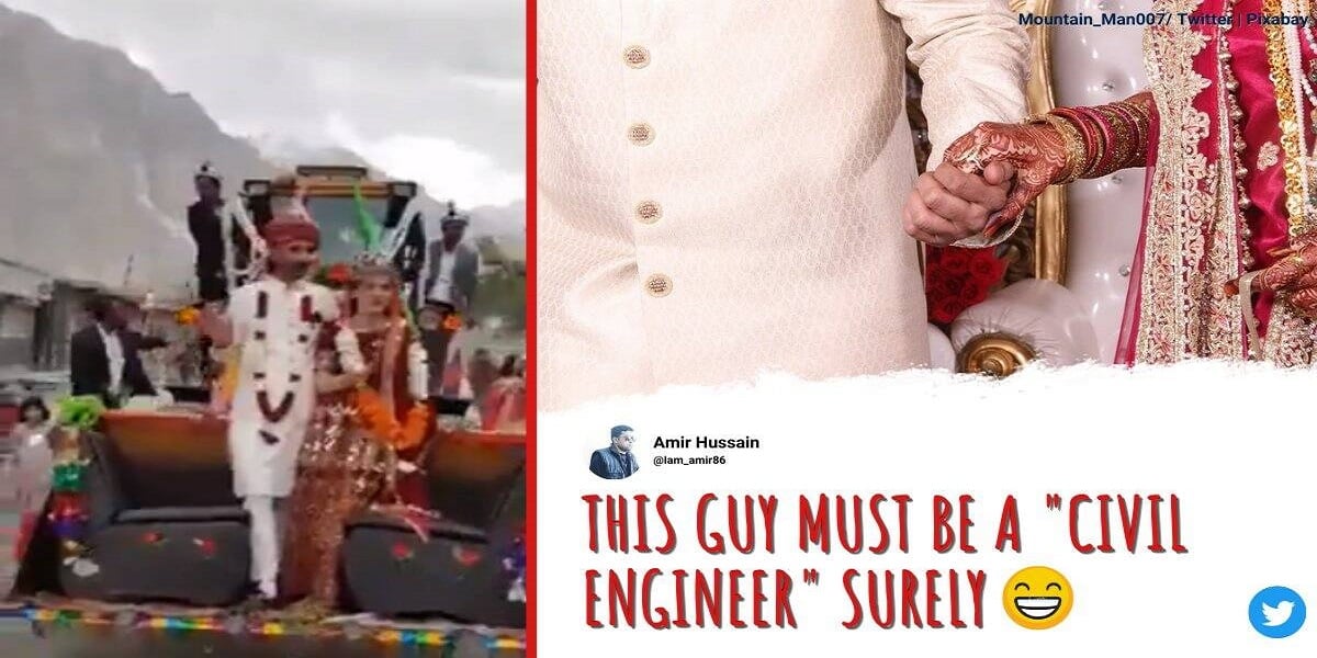Viral video: Newlyweds ride an excavator in the village
