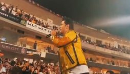 Ali Zafar sings 'Larsha Pekhawar' song at Pindi Stadium, Watch Video